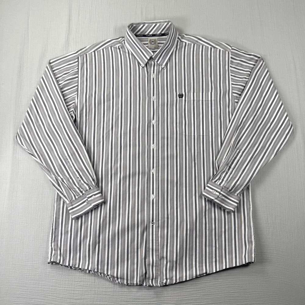 Cinch Men Shirt XL Long Sleeve Striped Button Down Western Cowboy Rodeo Gorpcore - Picture 2 of 6